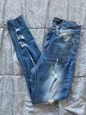 ENJean Distressed Blue Skinny Jeans for Women-Size 0
